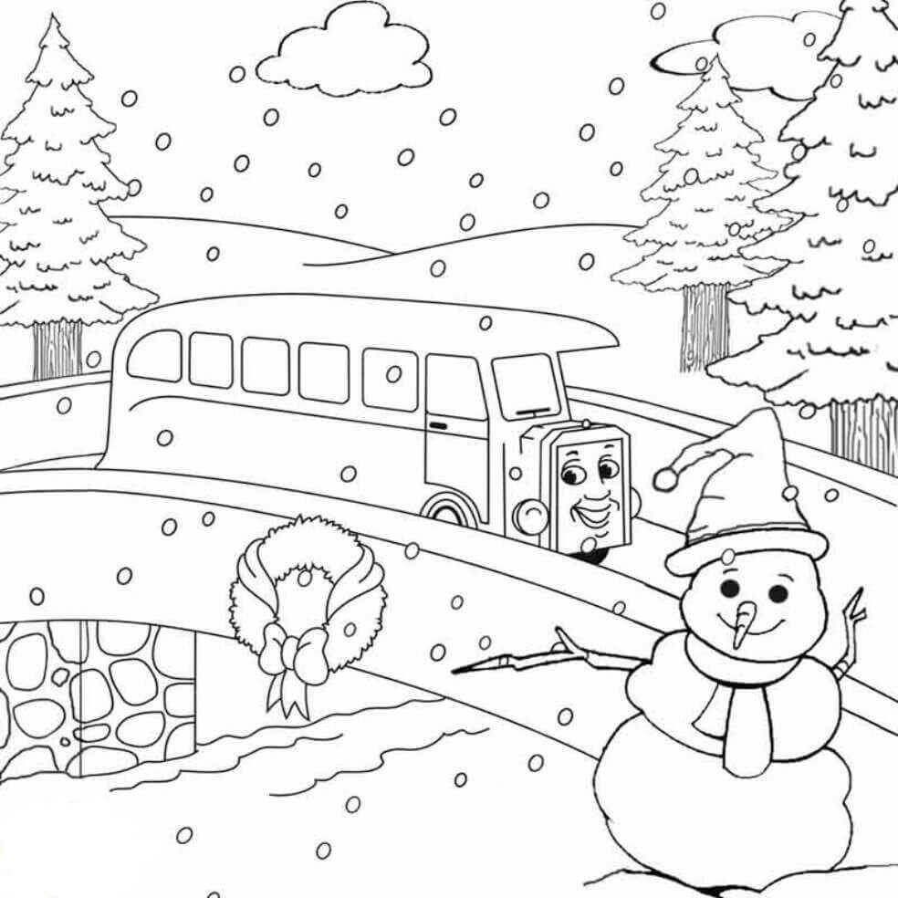 coloring pages winter scene