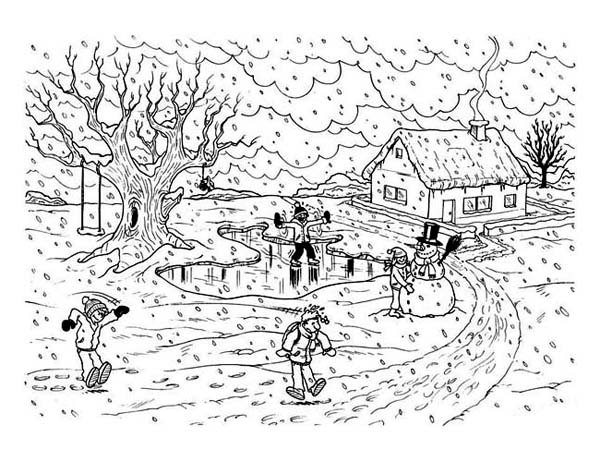 coloring pages winter scenes printable
