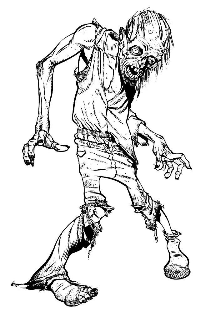 completed zombie coloring pages