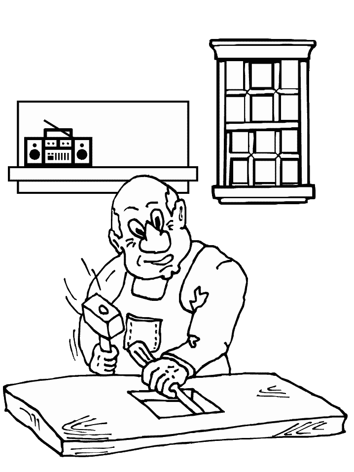 Construction Worker Coloring Page