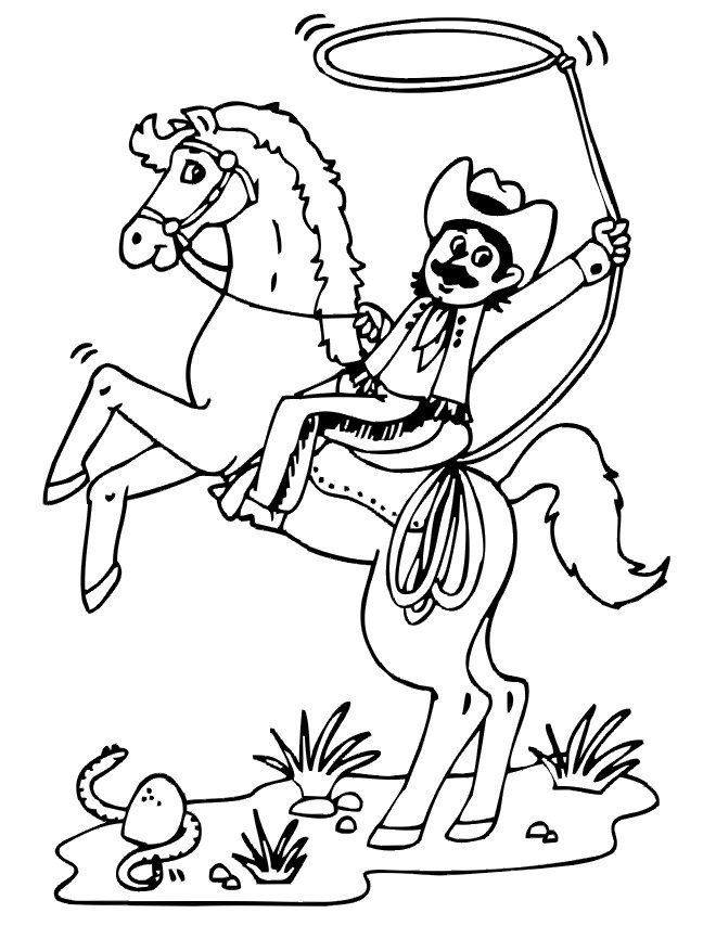 cowboy and horse coloring pages