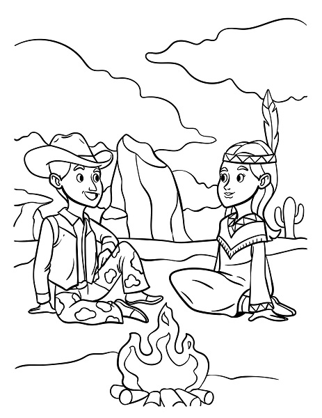 Cowboy and Indian Coloring Pages