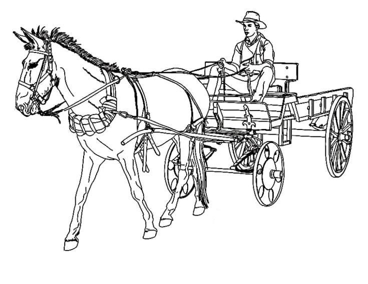 cowboy horse and carriage coloring pages for kids