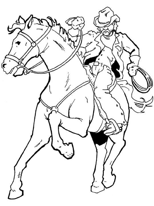 cowboy on horse coloring pages