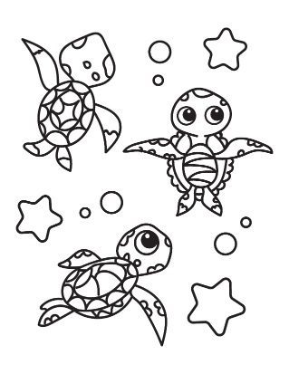 Cute Baby Turtles in Water Coloring Pages