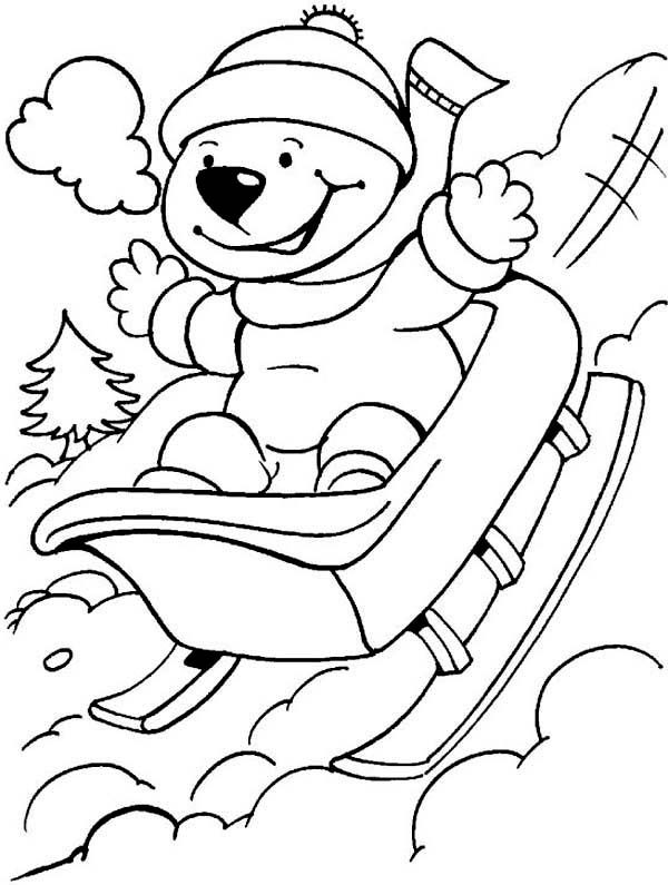 cute coloring pages of winter toboggan
