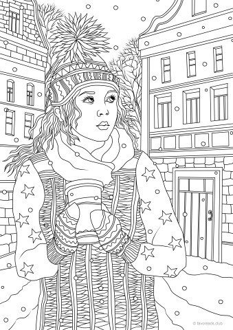 cute grayscale coloring pages beginners winter