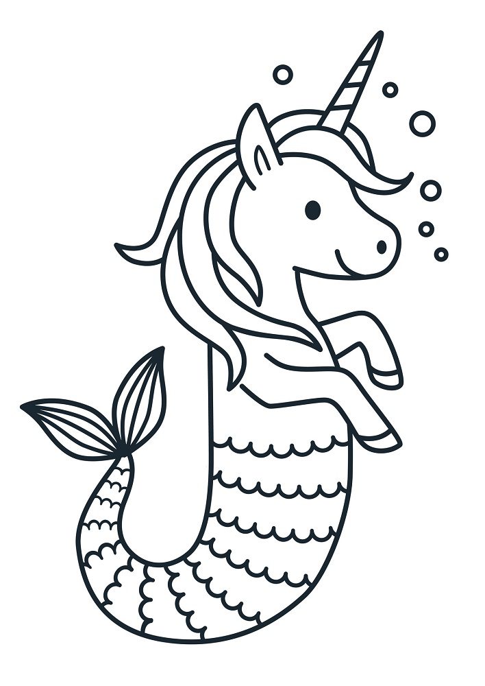 cute water unicorn coloring pages