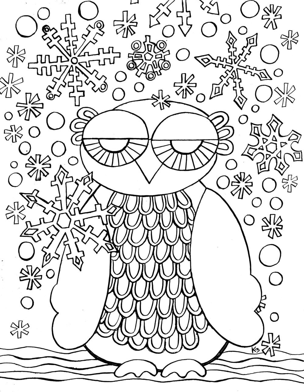 cute winter owl coloring pages
