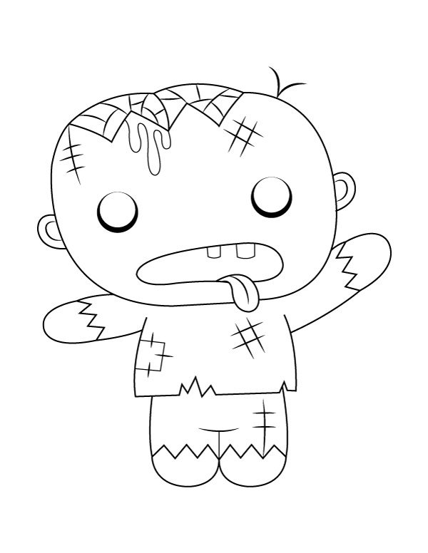cute zombie head coloring pages