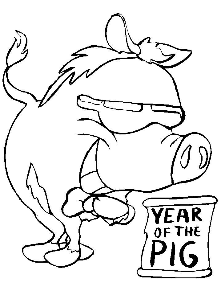 Chinese New Year Pig coloring page