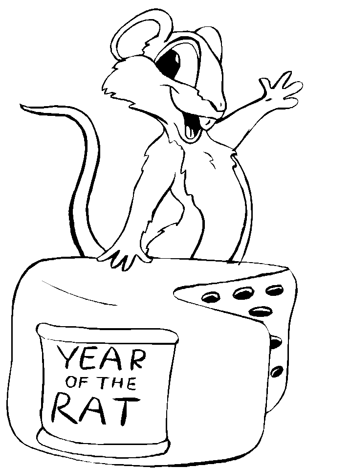 Chinese New Year Rat Coloring Page
