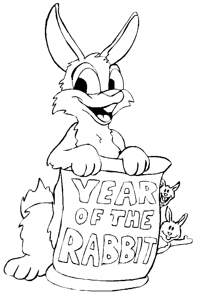 Chinese New Year Rabbit Coloring Page