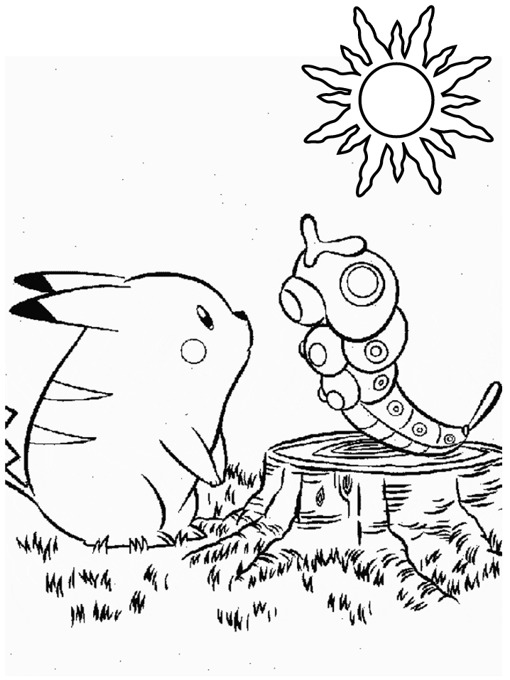 Pikachu And Caterpie Coloring Pages