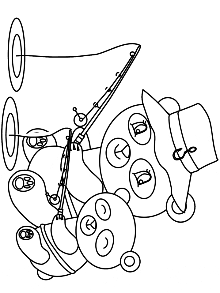 Father Son Fishing Bears coloring page
