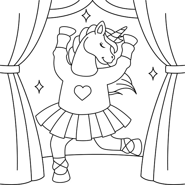 Dancing Unicorn Coloring Page