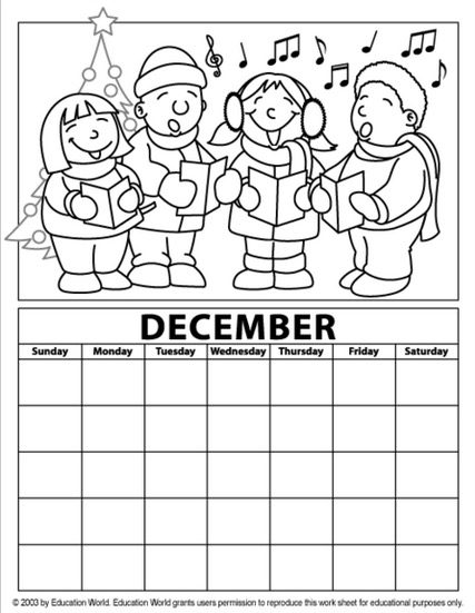 December Calendar coloring page