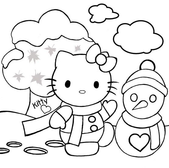 December hello kitty coloring page