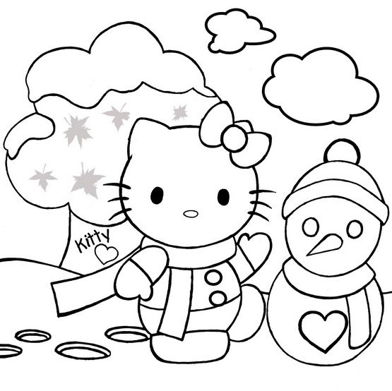 December hello kitty coloring page