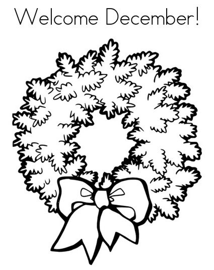 December Wreath Coloring Page