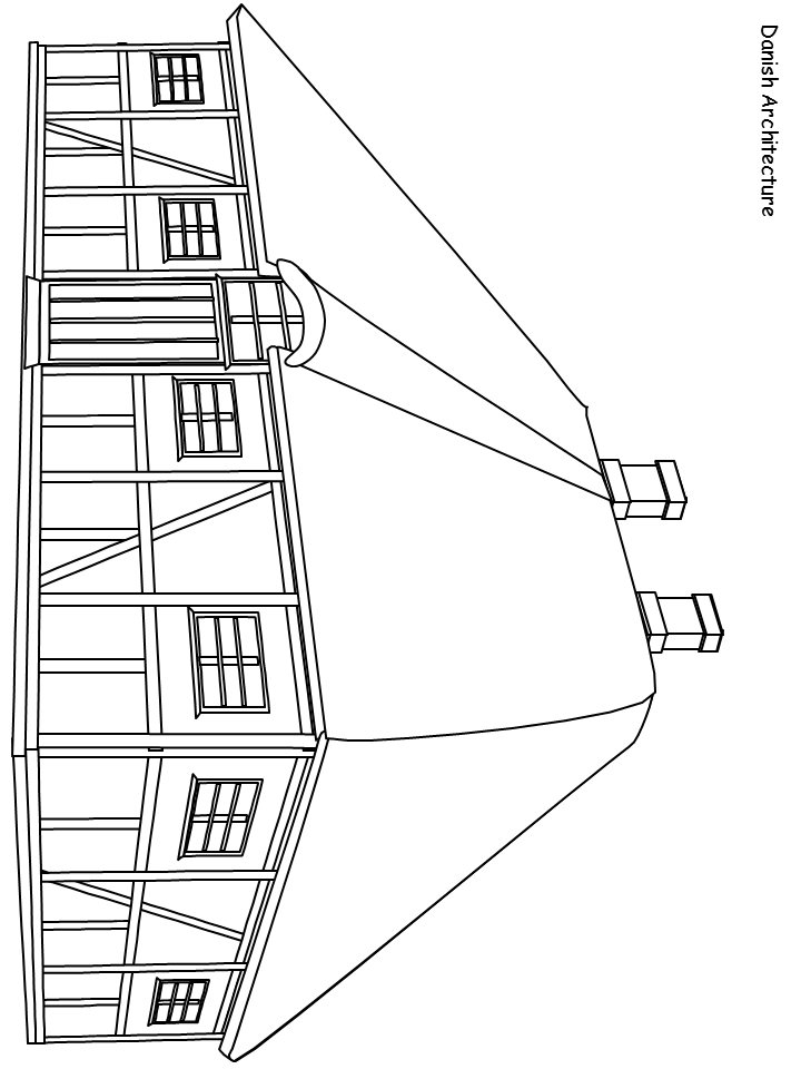 Denmark House Countries Coloring Pages