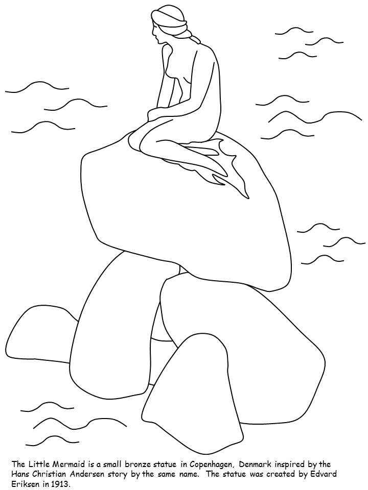 Denmark Little Mermaid Countries Coloring Pages