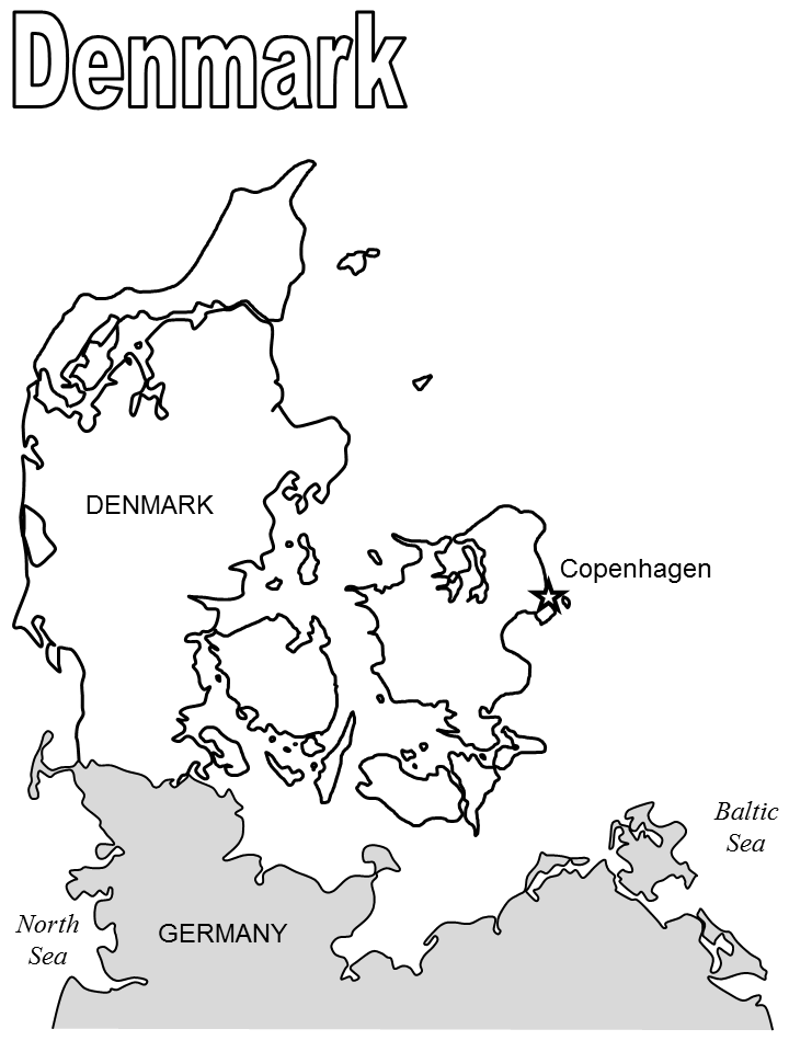 Denmark Map Coloring Page