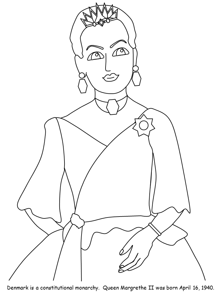 Denmark Queen Countries Coloring Pages