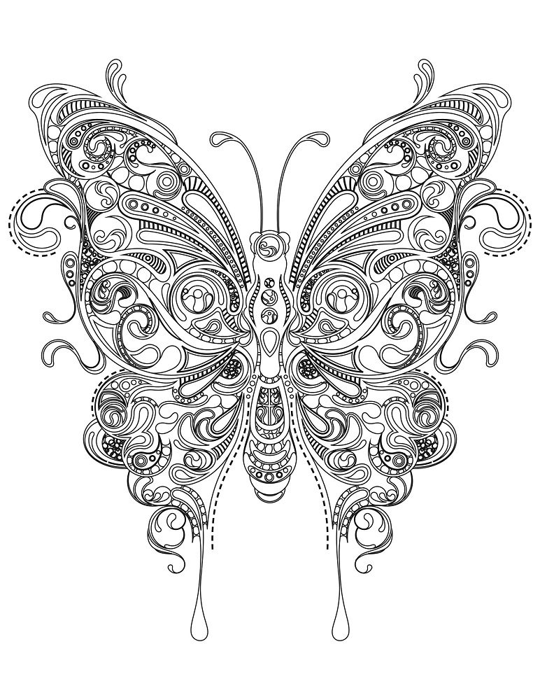 detailed butterfly coloring pages for adults