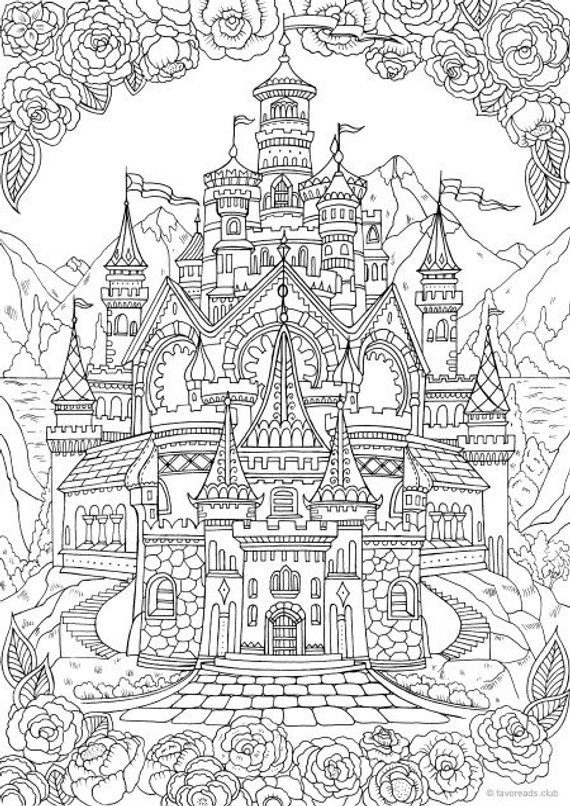 detailed castle coloring pages for adults