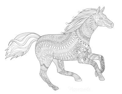 detailrd coloring pages of horse for adults