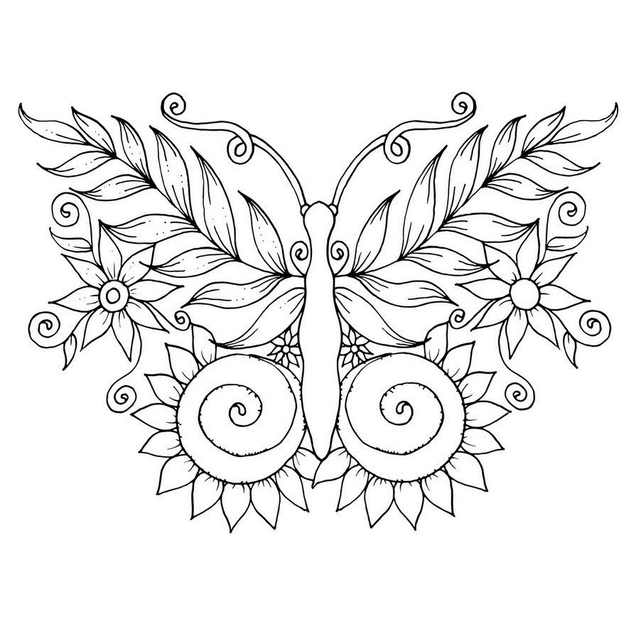 difficult butterfly coloring pages