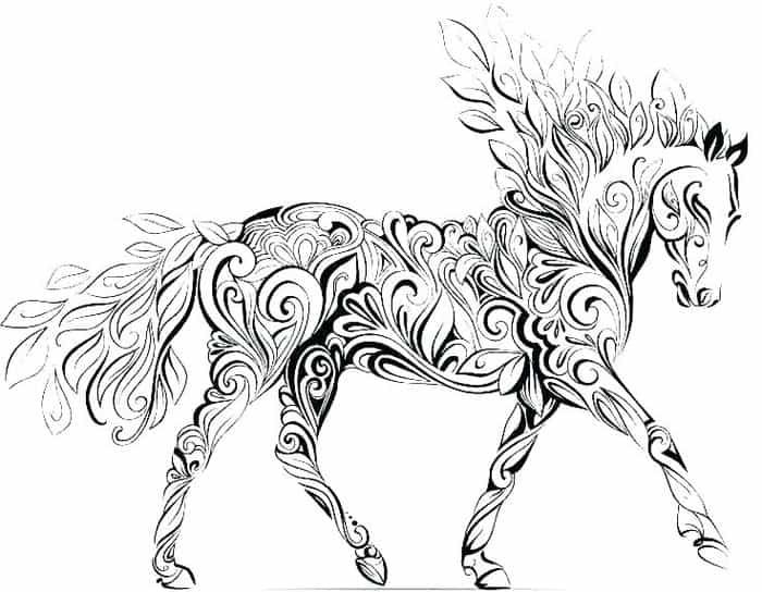 difficult horse coloring pages