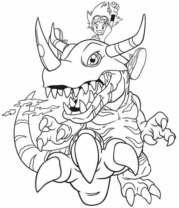 Printable Free Digimon Cartoons Coloring Page