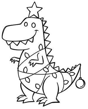 dinosaur christmas coloring pages free