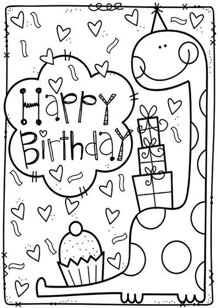 dinosaur happy birthday coloring pages