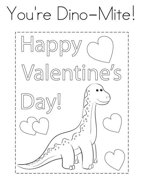 dinosaur valentine coloring pages