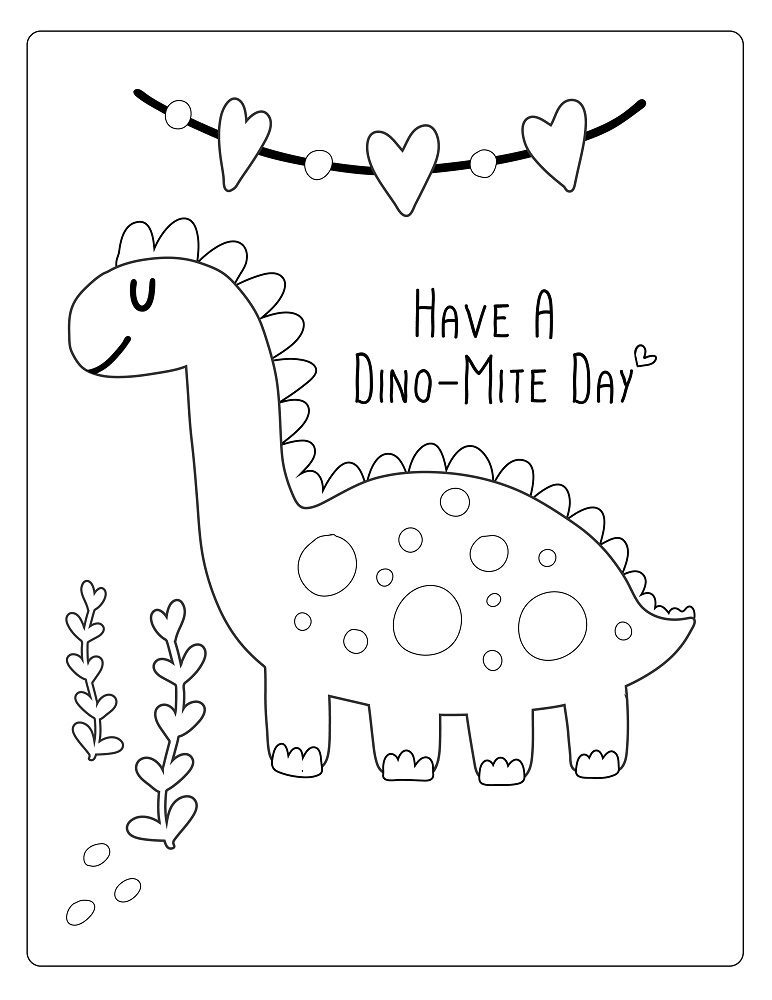 dinosaur valentines coloring pages