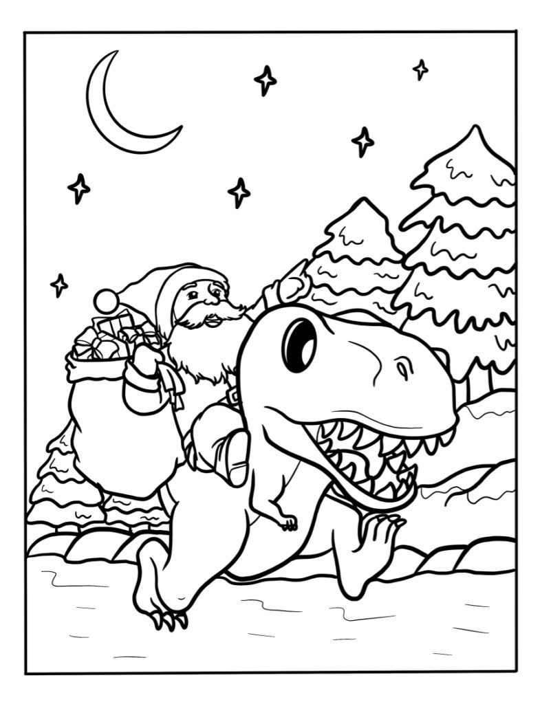 dinosaur winter coloring pages