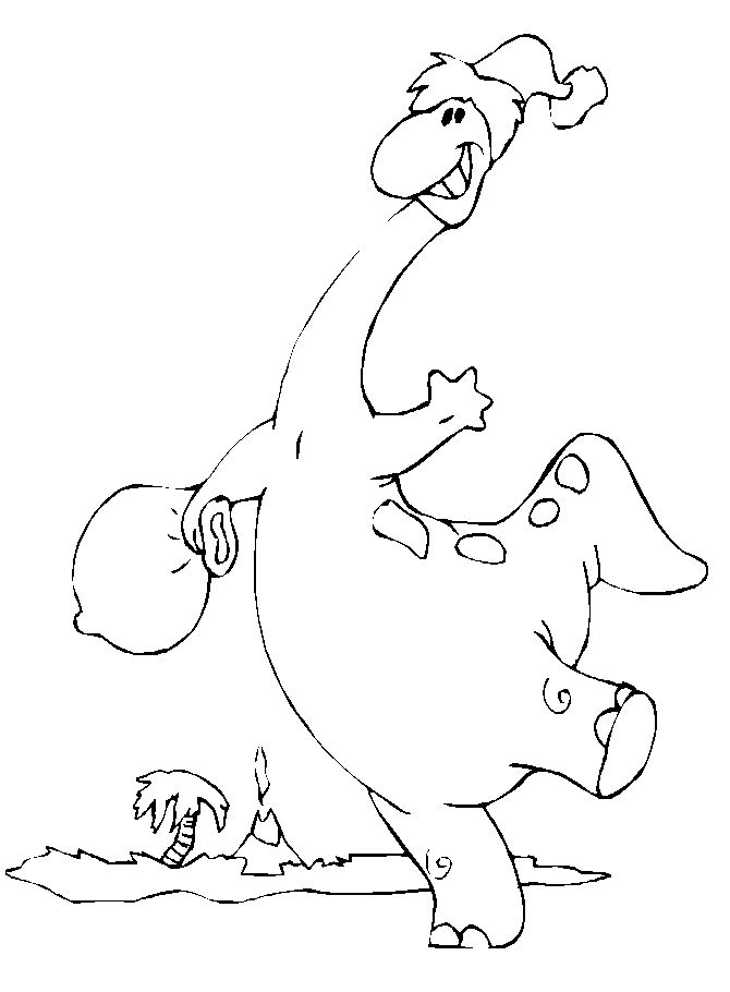 Dinosaur Christmas Coloring Page