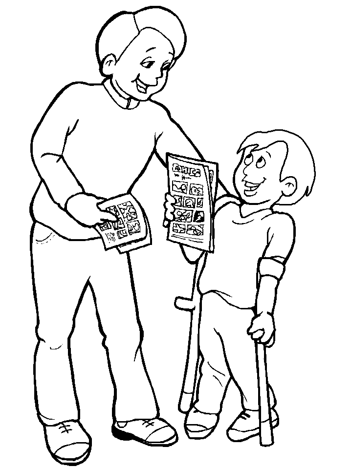 Boy Reading Comics Coloring Pages