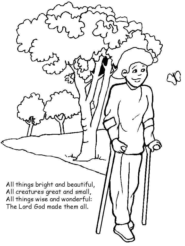 Guy with Disability Coloring Pages