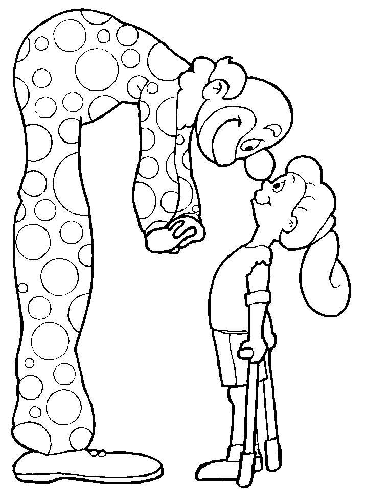 Girl with Clown Coloring Pages
