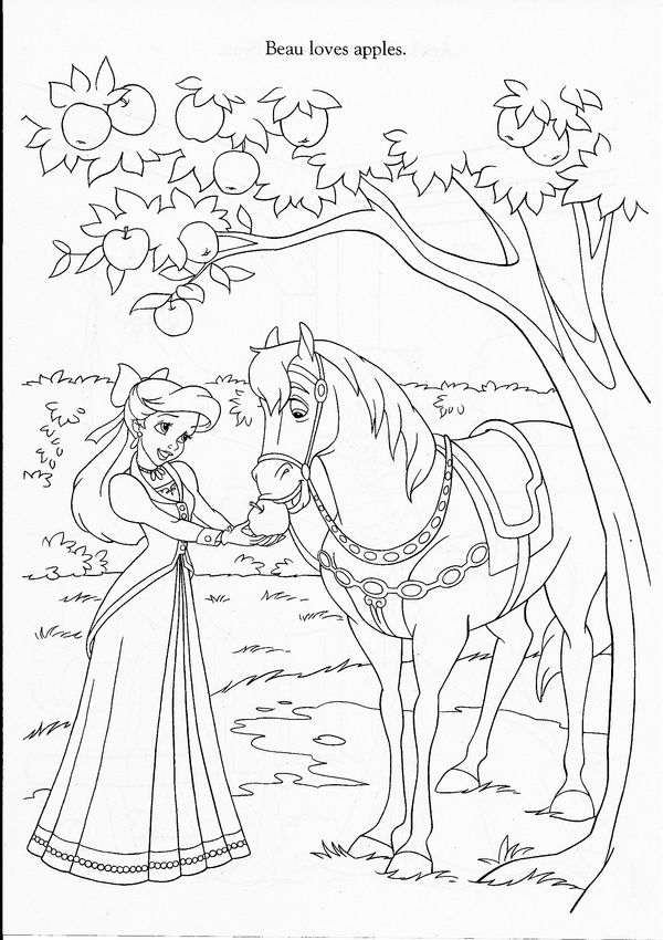 disney princess cartoon horse coloring pages