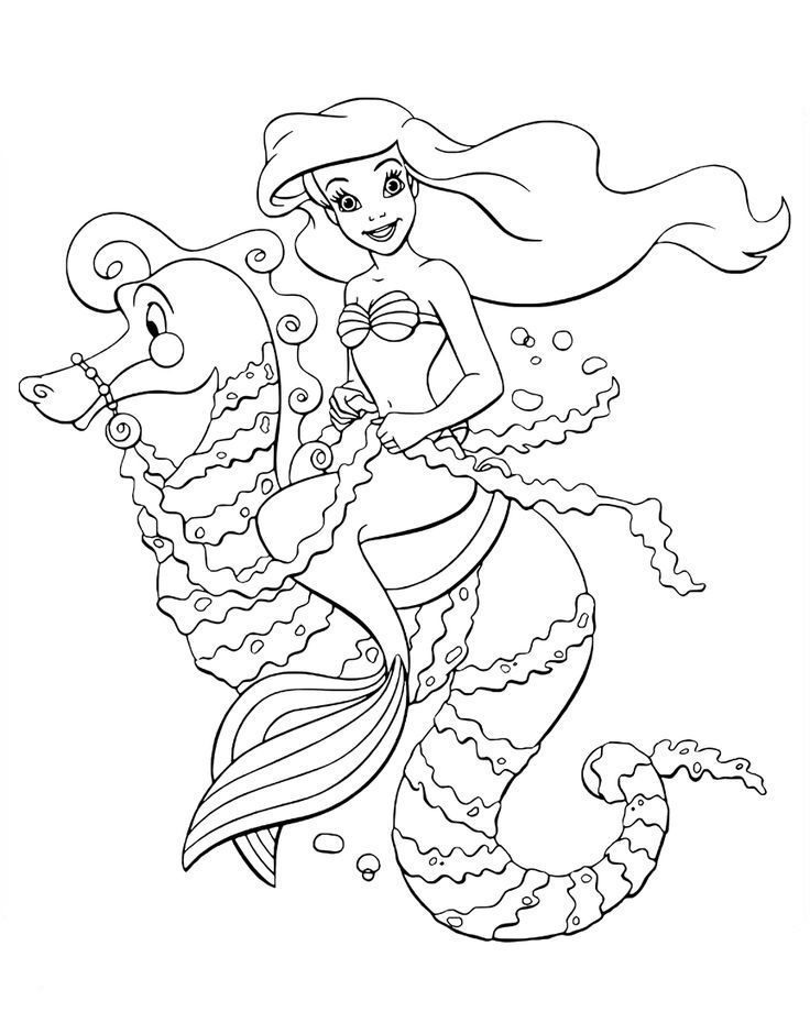 disney's the little mermaid coloring pages horse