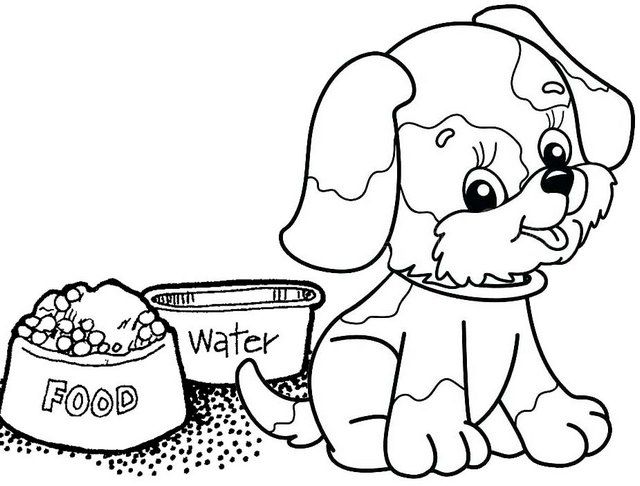 dogs need food, water coloring pages