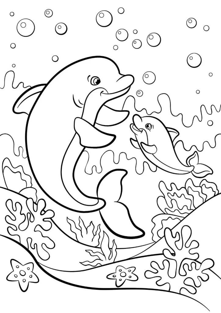dolphin under water coloring pages