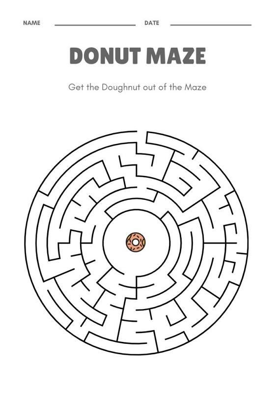 Donut Coloring Page Maze