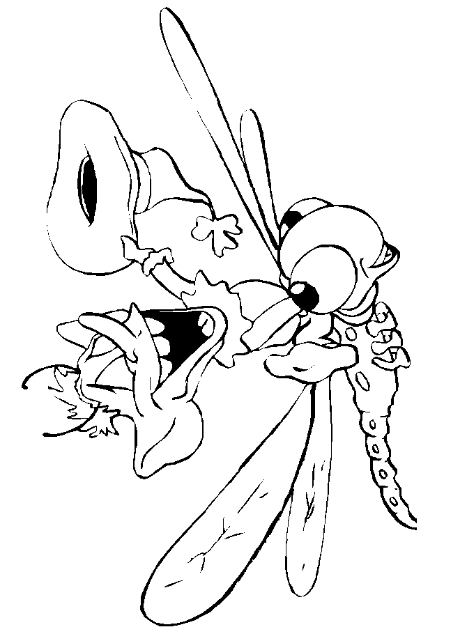 Cartoon dragonfly coloring page