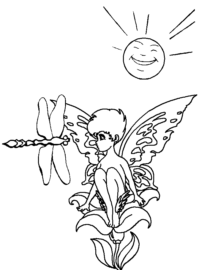 Dragonfly with flowers coloring Pages